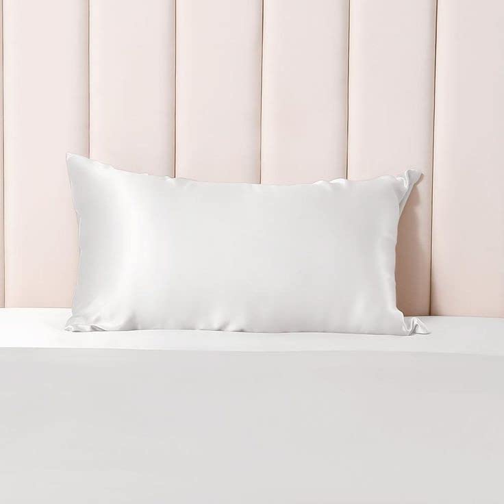 Atrube's Satin Pillow Covers for Hair and Skin| Satin Pillowcase 2 Pack with 3 Scrunchies Envelope Closure (Ivory)