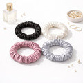 Premium Skinny Scrunchies for Women, Satin Hair Ties