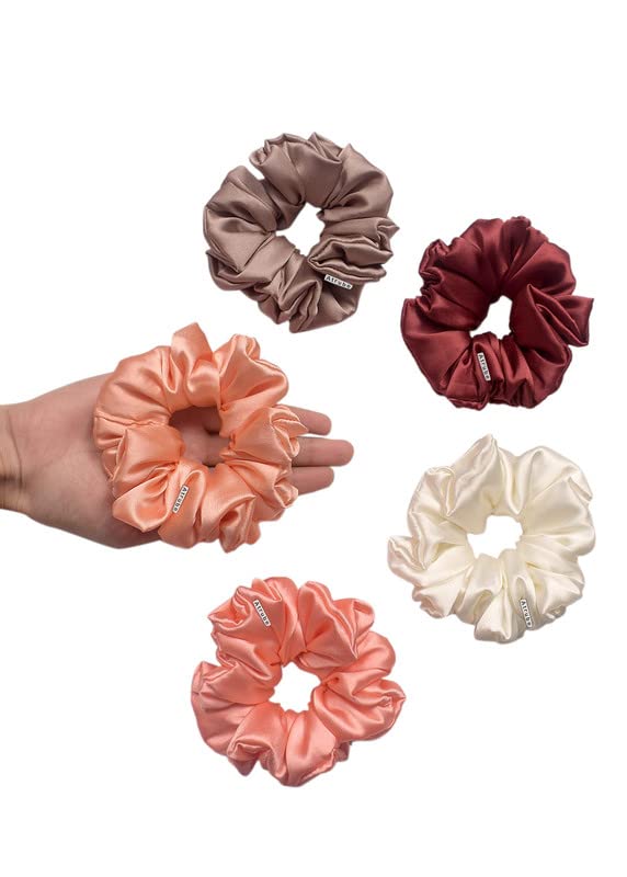 Atrube's Premium Satin Silk Scrunchies For Women And Girls Set Of 5