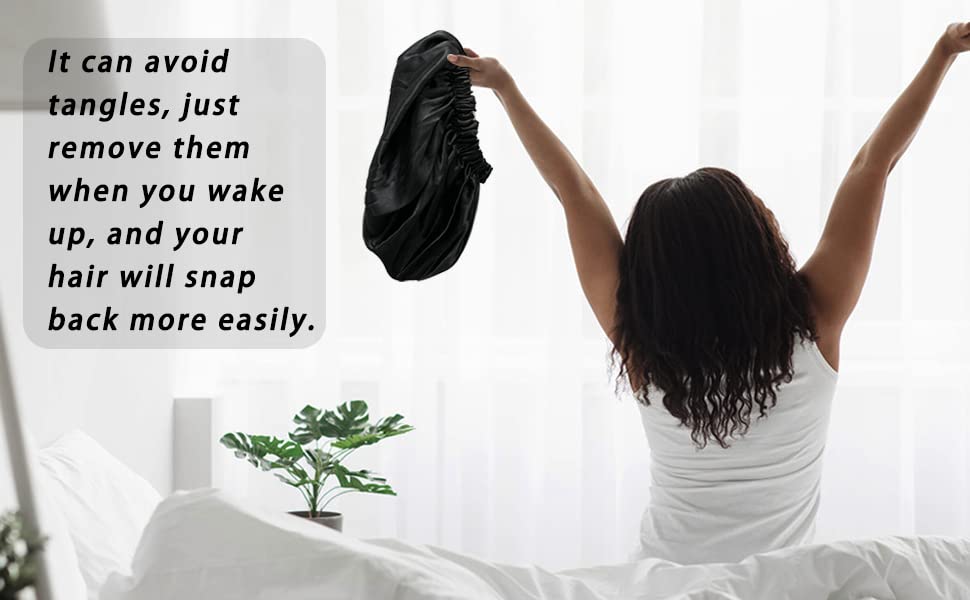 Atrube's Satin Bonnet for Curly Hair with Silk Satin Pillow Covers Scrunchies Bonnet hairBest Gift Combo of Pack of 2 Satin Pillowcases with 3 Silk Scrunchies Adjustable HairCap