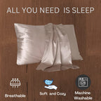 Atrube's Satin Pillow Covers for Hair and Skin| Silk Satin Pillowcase 2 Pack with 3 Silk Scrunchies| Satin Pillow Cases Set of 2 | Silky Pillow Cover with Envelope Closure (Solid Grey)