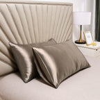 Atrube's Satin Pillow Covers for Hair and Skin| Silk Satin Pillowcase 2 Pack with 3 Silk Scrunchies| Satin Pillow Cases Set of 2 | Silky Pillow Cover with Envelope Closure (Solid Grey)