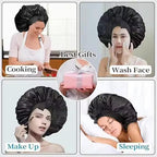 Silk Bonnet for Hair with 3 Scrunchies| Adjustable Satin Hair Cap for Sleeping | Bonnet for Curly Hair with Wide Tie Band| Multiple use| Shower Cap| (purple)