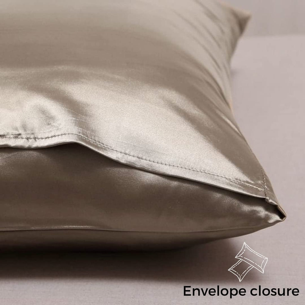 Atrube's Satin Pillow Covers for Hair and Skin| Silk Satin Pillowcase 2 Pack with 3 Silk Scrunchies| Satin Pillow Cases Set of 2 | Silky Pillow Cover with Envelope Closure (Solid Grey)
