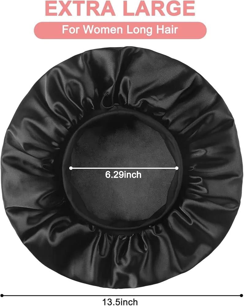 Premium Satin Bonnets for Men - Stylish and Comfortable Hair Protection (Black)