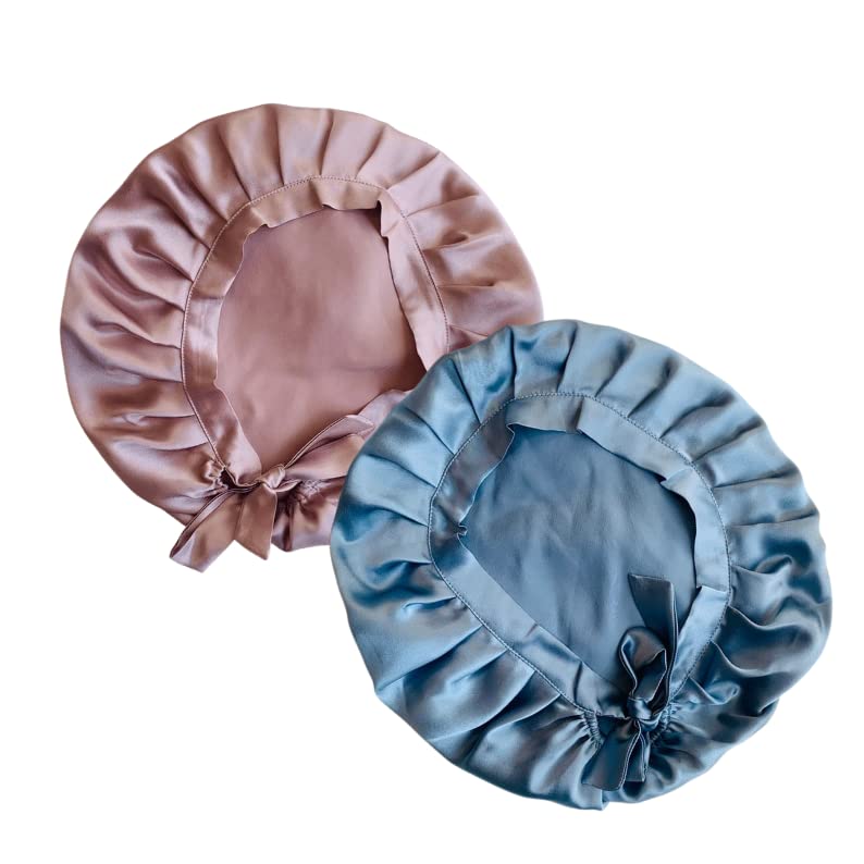 Atrube's Satin bonnet for curly hair| Silk bonnet for hair| Satin Hair Cap for Sleeping| Adjustable Hair Bonnet For Sleeping with adjustable combo of 2