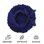 Atrube's Silk Satin Hair Bonnet Reversible with adjustable tie for women with Scrunchies(Blue)
