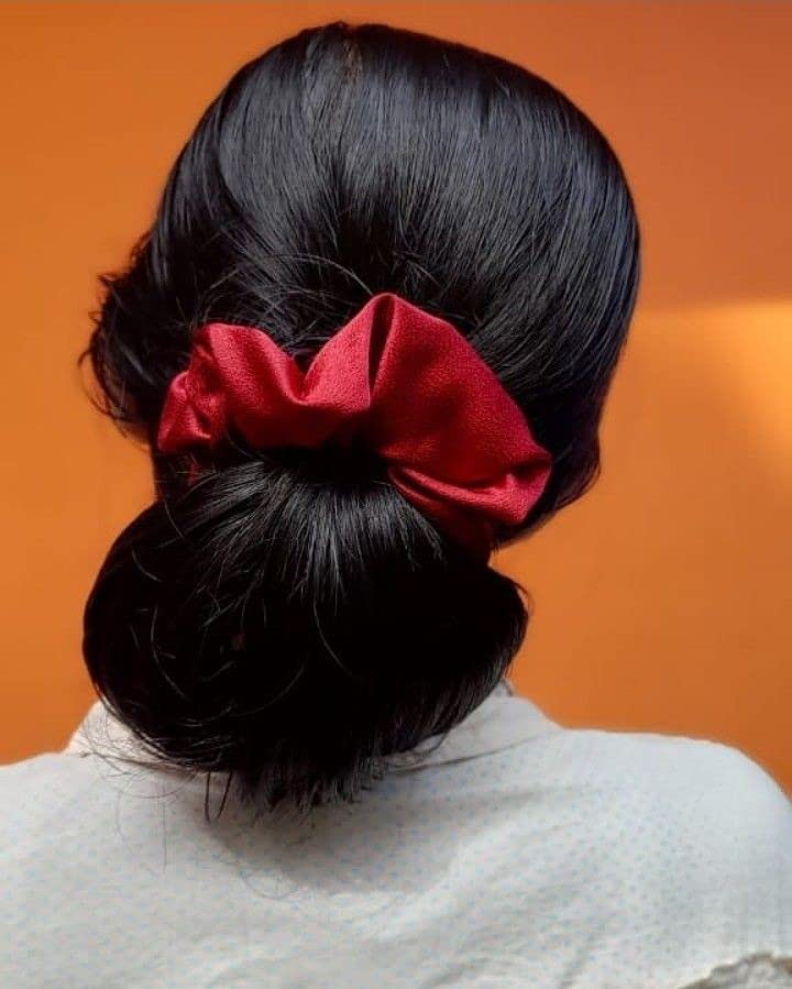 Atrube's Silk Satin Scrunchies Pack of 3 Multicolor Silk Scrunchy Set for Hairs