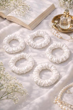 Premium Skinny Scrunchies for Women, Satin Hair Ties