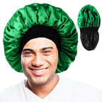 Premium Satin Bonnets for Men - Stylish and Comfortable Hair Protection (Black)