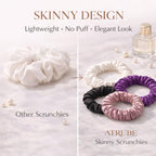 Premium Skinny Scrunchies for Women, Satin Hair Ties, No-Damage, Soft Elastic Strong Hold, 6 Pack (Ultimate Neutrals)