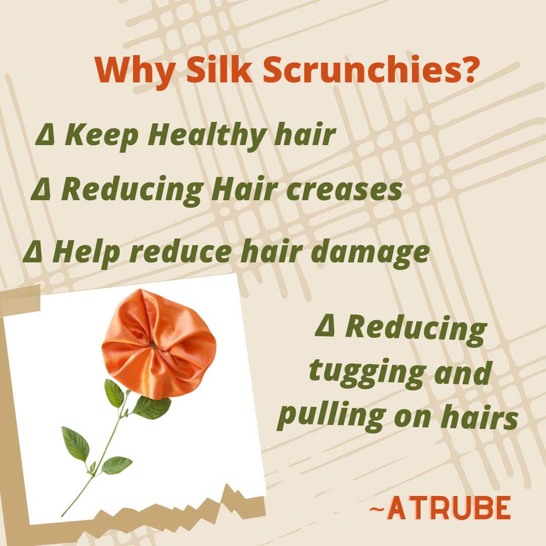 Atrube's Silk Satin Scrunchies Pack of 3 Multicolor Silk Scrunchy Set for Hairs