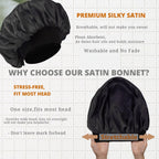 Premium Satin Bonnets for Men - Stylish and Comfortable Hair Protection (Black)