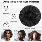 Premium Satin Bonnets for Men - Stylish and Comfortable Hair Protection (Black)