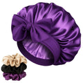 Satin Bonnet with Scrunchies Adjustable Sleeping Cap for Women