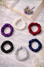 Premium Skinny Scrunchies for Women, Satin Hair Ties, No-Damage, Soft Elastic Strong Hold, 6 Pack (Classic Elegance)