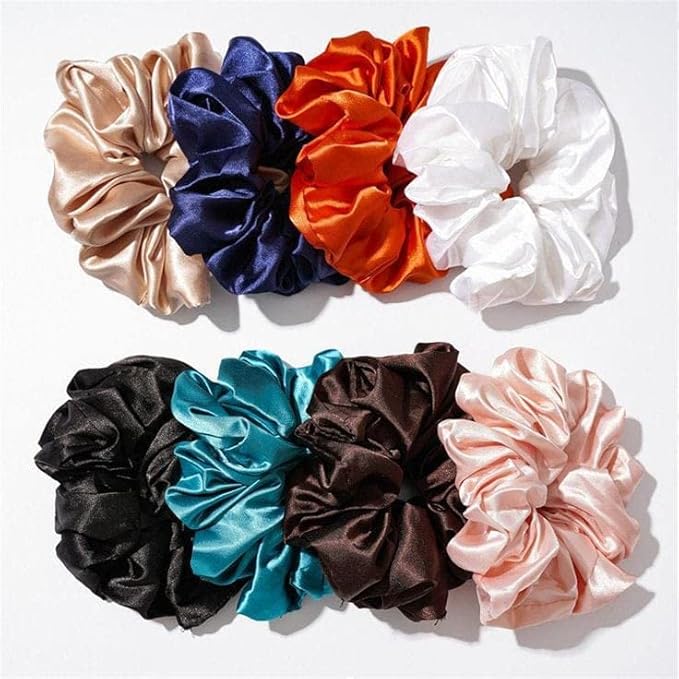 Atrube's Silk Satin Scrunchies Pack of 3 Multicolor Silk Scrunchy Set for Hairs