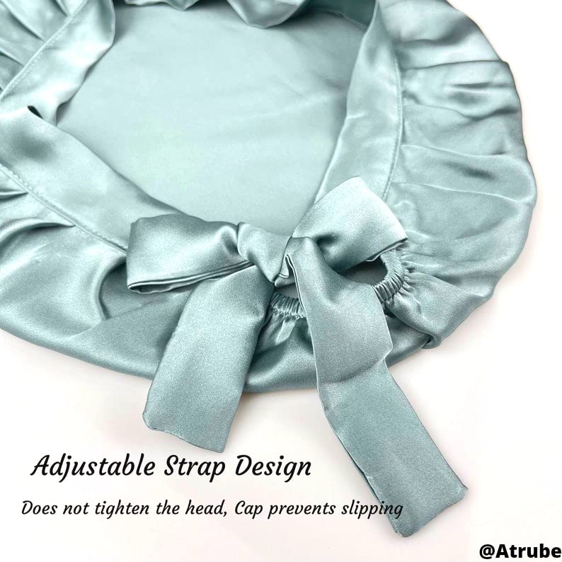 Adjustable Pure Satin Hair Bonnet Cap for Women