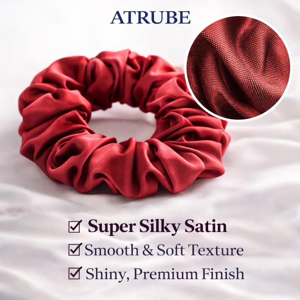 Luxury Satin Hair Scrunchies for Women & Girls – Soft, Smooth, Elastic Hair Ties, Silk-Feel Scrunchie same as Hairtie , (Pack of 7)