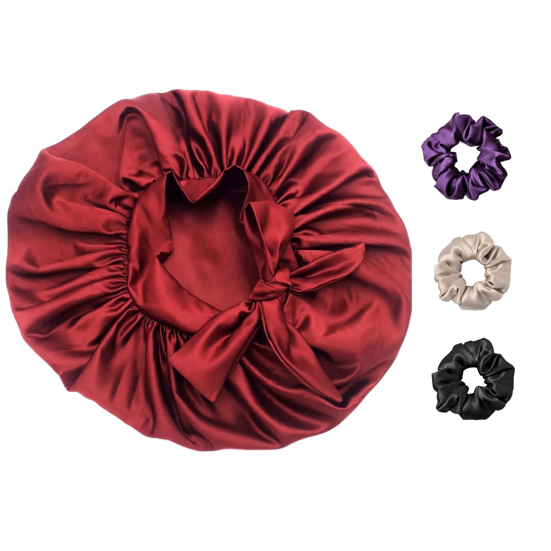 Satin Bonnet for Curly Hair| Reversible Silk Bonnet(Purple)