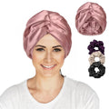 Silk Satin Bonnet Reversible Sleep Cap Adjustable tie Band Turban