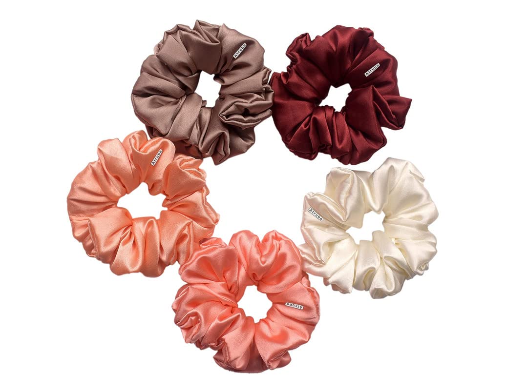 Atrube's Premium Satin Silk Scrunchies For Women And Girls Set Of 5
