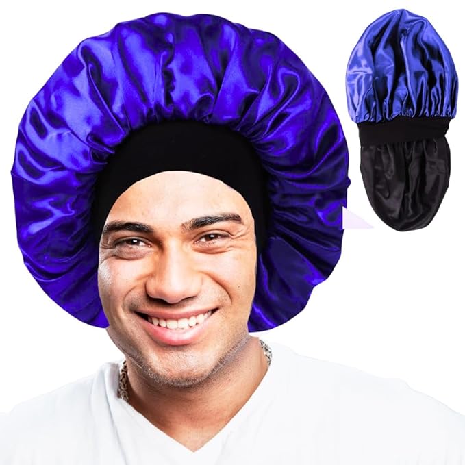 Premium Satin Bonnets for Men - Stylish and Comfortable Hair Protection (Black)