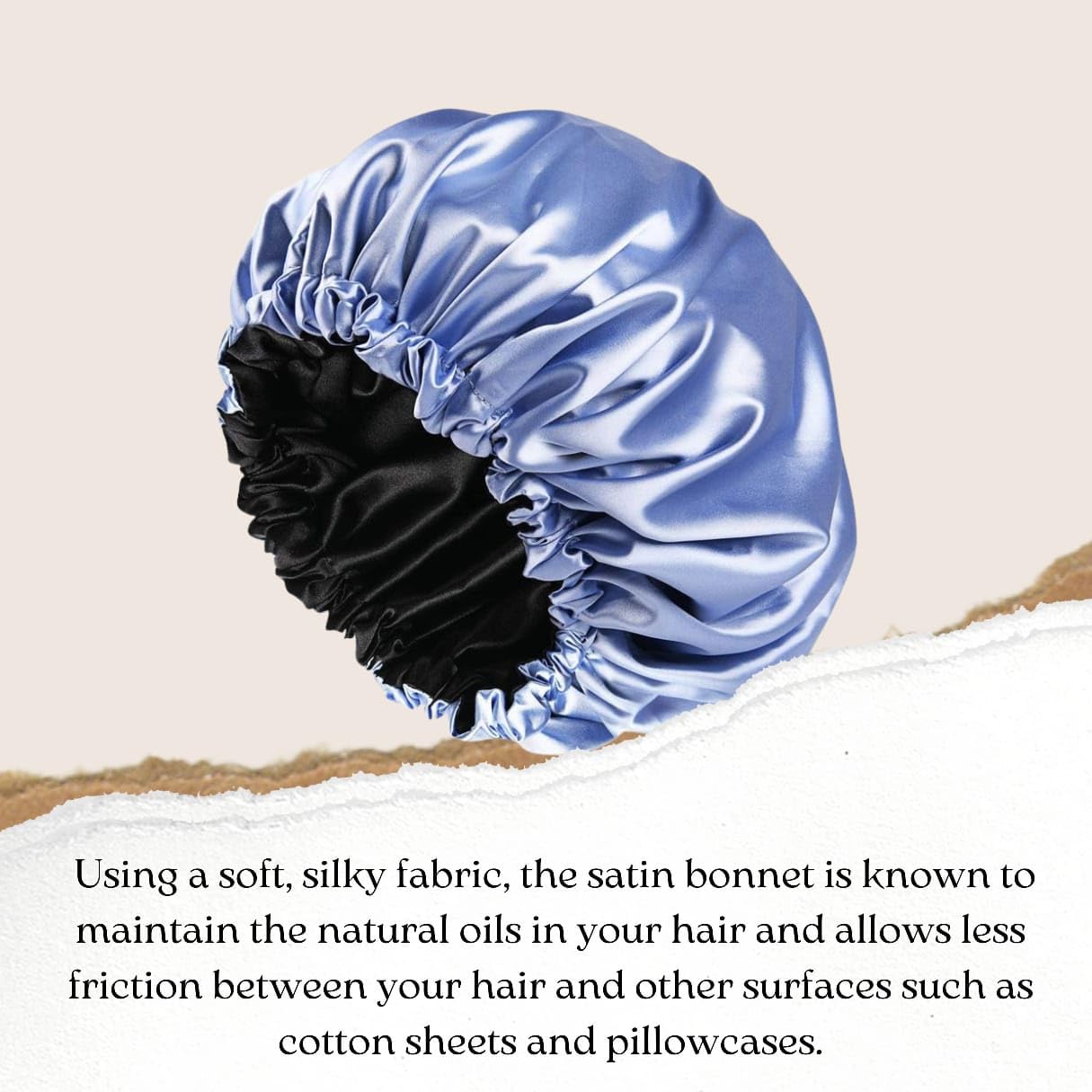 Satin Silk Bonnet for Hair with Hair Scalp Massager Brush with 3 Satin Scrunchies, Satin Bonnet for Curly Hair, Reversible Cap Sleeping, Adjustable, Satin Hair Wrap (Blue)