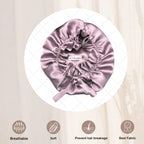 Silk Satin Hair Bonnet Reversible Adjustable tie Band Reusable showercap Satin bonnet Wrap Silk Bonnet Hair with Hair Scalp Massager Shampoo Brush and scrunchies (Rose Taupe)