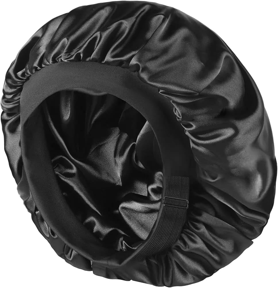 Premium Satin Bonnets for Men - Stylish and Comfortable Hair Protection (Black)