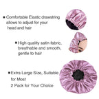 Women's Silk Satin Hair Bonnet Reversible Adjustable tie Band Head wrap for Sleeping Hair Cover Pack of 2