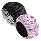 Women's Silk Satin Hair Bonnet Reversible Adjustable tie Band Head wrap for Sleeping Hair Cover Pack of 2