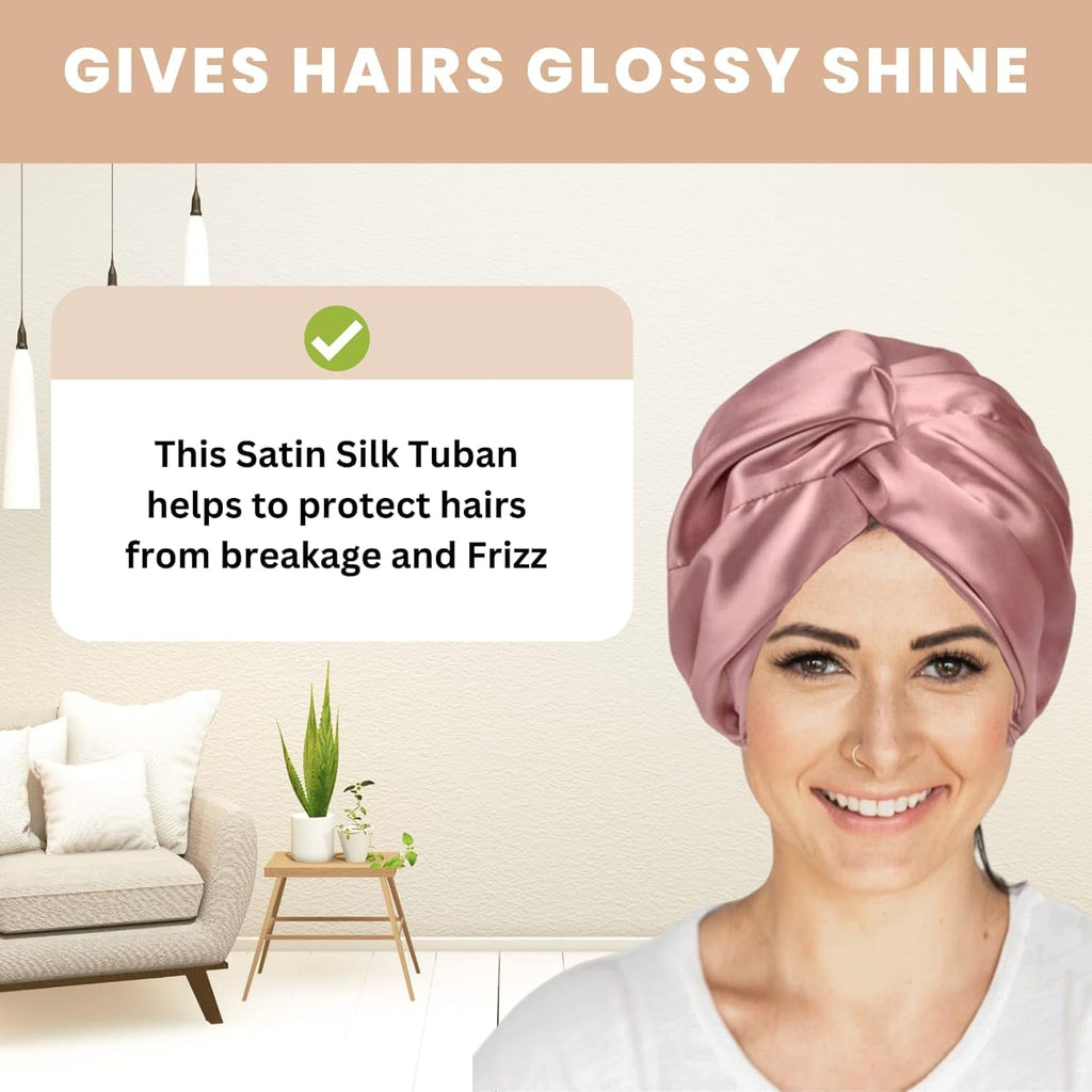 Silk Satin Bonnet Reversible Sleep Cap Adjustable tie Band Turban