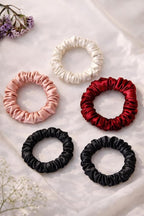 Premium Skinny Scrunchies for Women, Satin Hair Ties