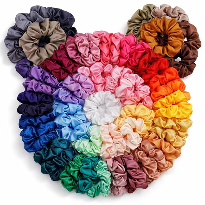 Luxury Satin Hair Scrunchies for Women & Girls – Soft, Smooth, Elastic Hair Ties, Silk-Feel Scrunchie same as Hairtie , (Pack of 7)