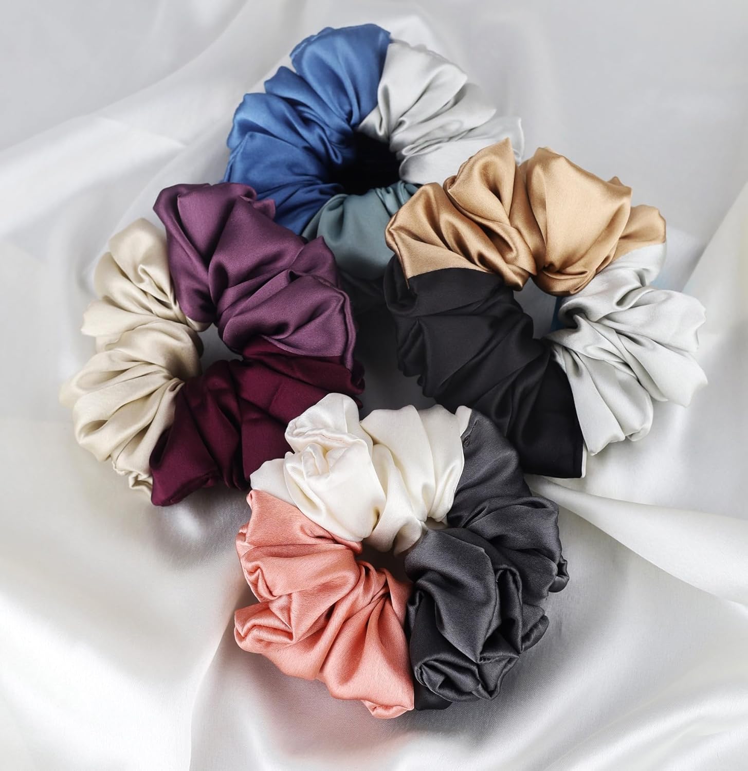 Atrube's Satin Silk Scrunchies For Women And Girls Combo Of 4 Triple tone