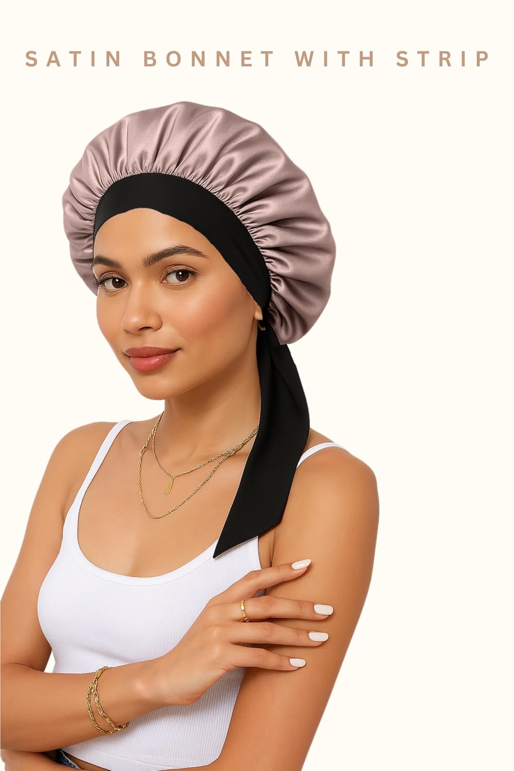 Silk Bonnet for Hair with 3 Scrunchies with Wide Elastic Tie Band(Sapphire Silk)