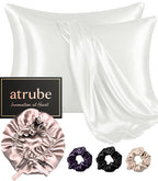 Satin Silk Pillow Covers for Hair and Skin, Pack of 2 Satin Pillow Cover 3 Satin Scrunchies