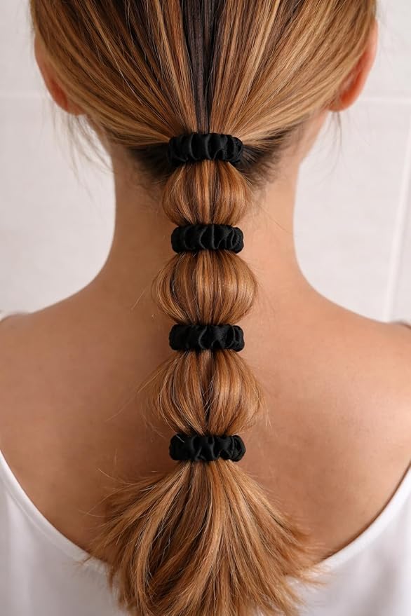 Premium Skinny Scrunchies for Women, Satin Hair Ties