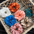 Premium Soft Skinny Satin Scrunchies for Women (Pop and Play, skinny)
