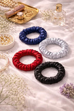 Premium Skinny Scrunchies for Women, Satin Hair Ties