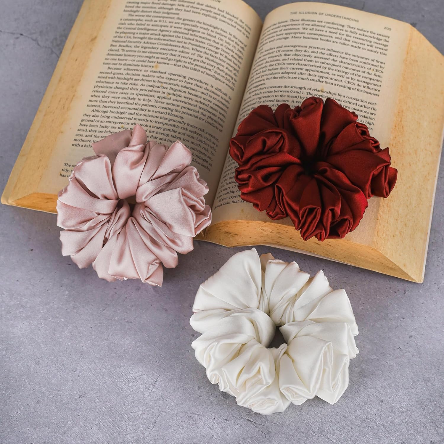 Atrube's Silk Satin Scrunchies Pack of 3 Multicolor Silk Scrunchy Set for Hairs